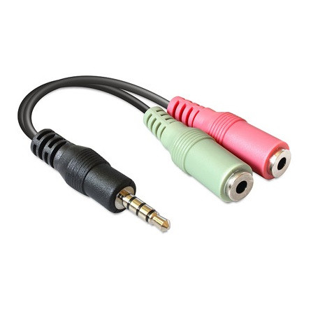 Delock Jack stereo 3,5mm (4pin) -> 2db Jack stereo 3,5mm (3pin) M/F adapter 0.1m fekete