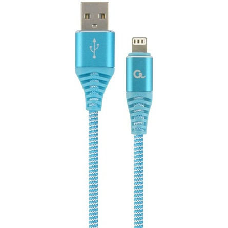 Gembird USB-A 2.0 -> Lightning M/M adatkábel 1m kék-fehér Premium