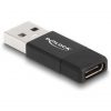 Delock USB-A 2.0 -> USB-C M/F adapter fekete