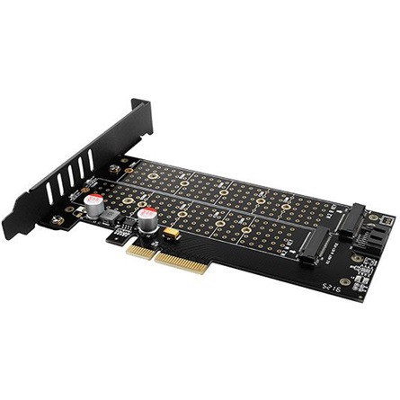 Axagon PCEM2-D 2-port SATA3 M.2 NVMe PCIe x4 bővítőkártya fekete