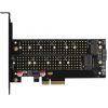 Axagon PCEM2-D 2-port SATA3 M.2 NVMe PCIe x4 bővítőkártya fekete