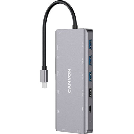 Canyon DS-12 13-in-1 Hub 13-port 100W USB-C dokkoló szürke