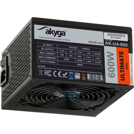 Akyga Ultimate AK-U4-600 ATX desktop tápegység 600W 80+ Bronze BOX