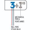 Golyóstoll, háromszínű, nyomósirónnal egyben, BIC "4 Colours" + grafitbél