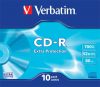 CD-R lemez, 700MB, 52x, 10 db, vékony tok, VERBATIM "DataLife"