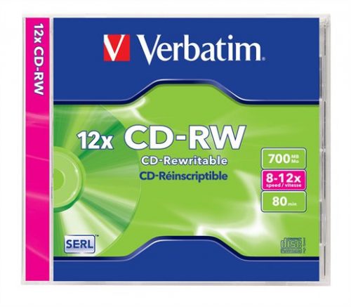 CD-RW lemez, újraírható, SERL, 700MB, 8-12x, 1 db, normál tok, VERBATIM