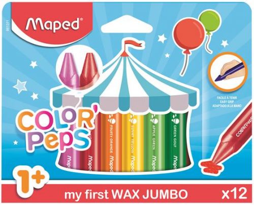 Zsírkréta, vastag, MAPED "Color'Peps MAXI Wax", 12 különböző szín